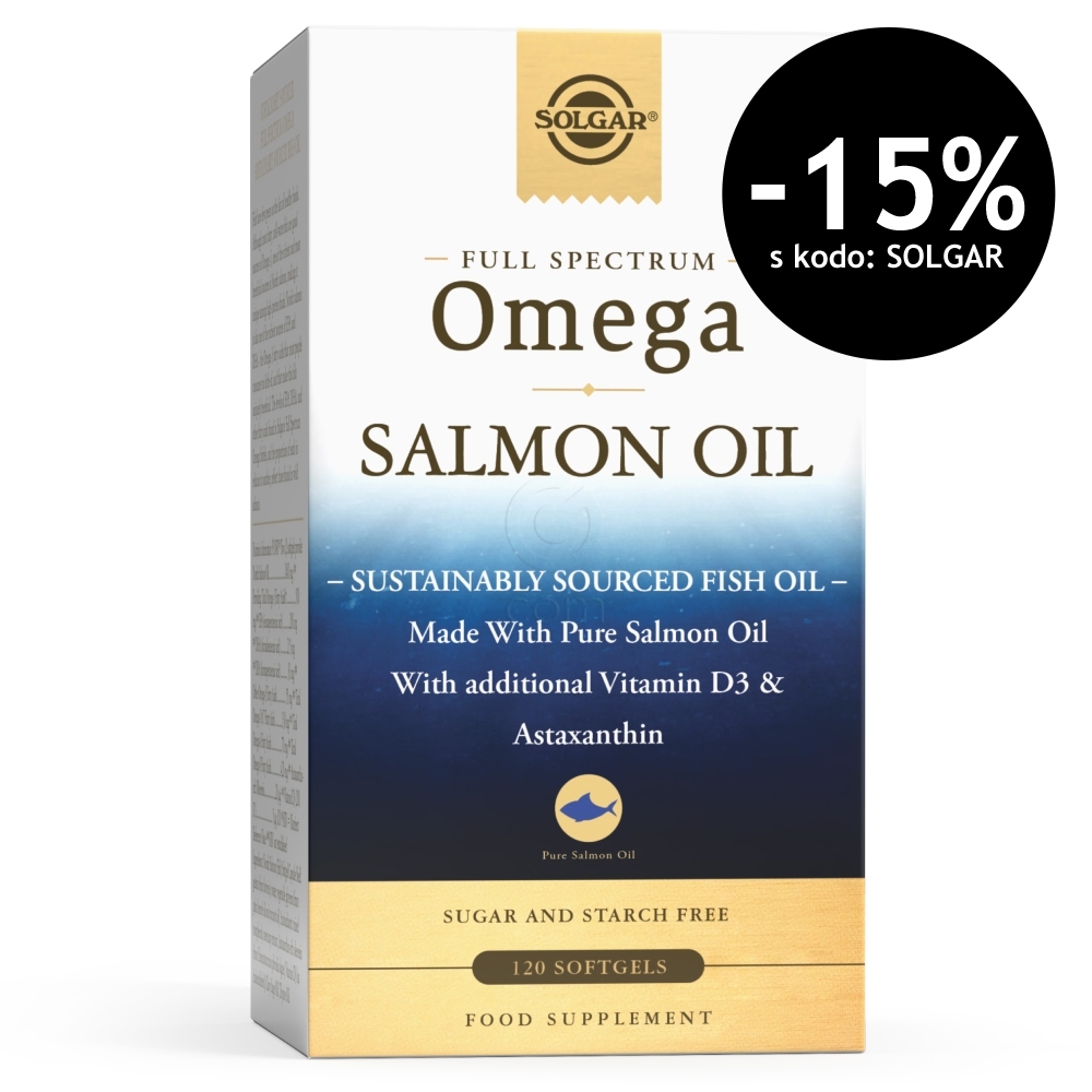 Solgar Full Spectrum Omega Salmon Oil, mehke kapsule (120 kapsul)